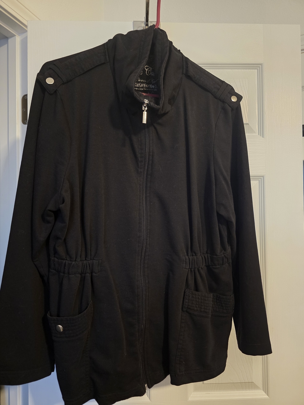 Black Zip-Front Utility Jacket